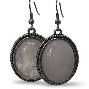 Sterling Silver Rose Quartz Oval Dangling Earrings